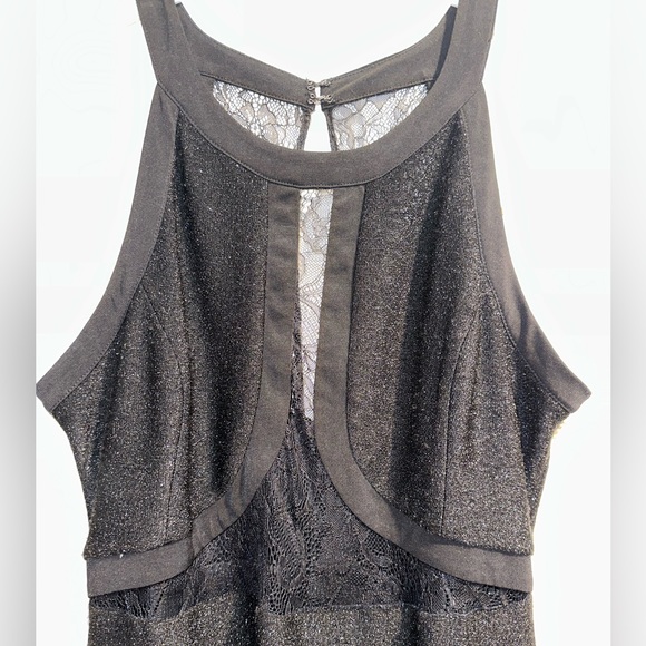 BCBG Crew Neck Lace Inset Maxi Dress - Picture 12 of 13